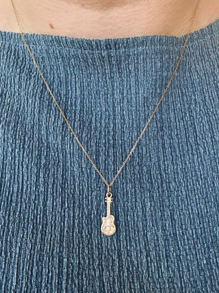 Solid Guitar Pendant | 9ct Gold | 1.30g | 18/20Inch Chain, 0.80g
