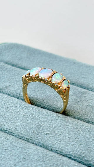 Five-Stone Synthetic Opal Ring | 9ct Gold | Size N | 2.81g