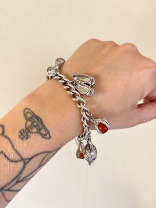 Six-Charm Chunky Bracelet | Sterling Silver | 56.72g | 7.5 inches
