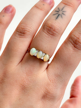 Opal Trilogy Diamond Ring | 9ct Gold | Size Q1/2| 2.08g