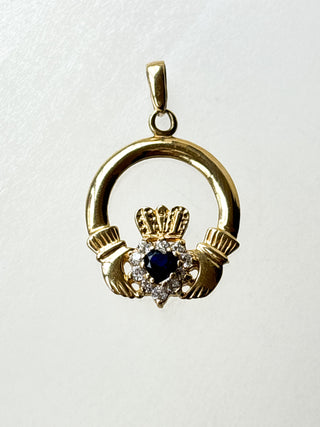 CZ & Sapphire Claddagh Pendant 2.38g | Diamond Anchor Chain 0.80g | 9ct