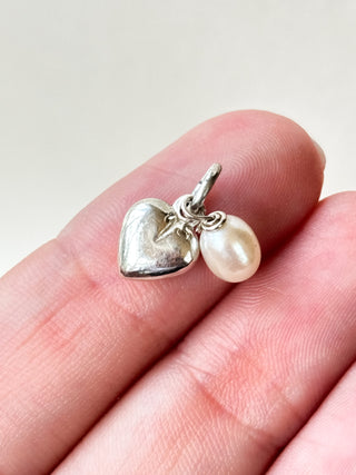 Heart & Pearl Pendant | 925 Silver | 0.91g | 18–20-Inch Cable Link Chain