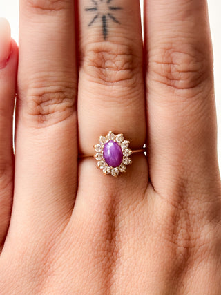 Synthetic Star Ruby & CZ Ring | 14ct Gold | Size N | 3.00g