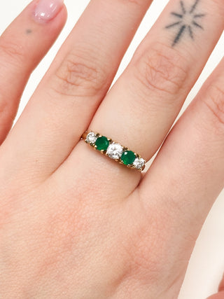 Agate & CZ Ring | 9ct Gold | Size O | 2.08g