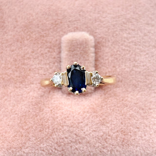 Synthetic Blue Sapphire and CZ | 9ct Gold | Size O | 2.46g