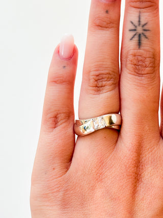 Curved CZ Ring | 925 Silver | Size L½ | 5.10g
