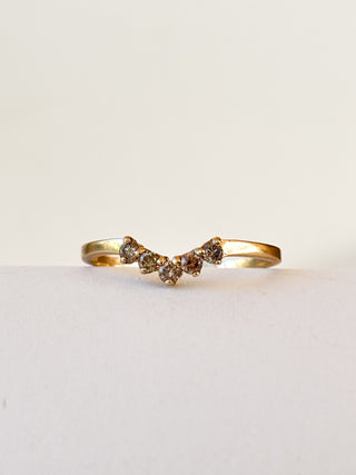Cognac Diamond Chevron Ring | 9ct Gold | Size V½ | 1.29g