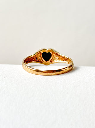 Heart-Shaped Onyx Signet Ring | 9ct Gold | 1.58g | Size L½