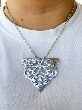 Hand-Engraved Leaf Pendant | 10.19g | 48mm x 58mm