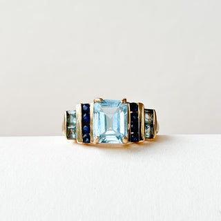 Blue Topaz & Blue Sapphire Natural Accent Ring | 10ct Gold | Size O½ | 4.2g
