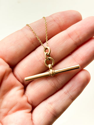Solid T-Bar Pendant with Three Links | 9ct Gold | 4.89g | 40mm x 20mm