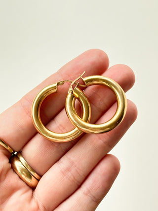 Tube Hoop Earrings | 9ct Gold | 3cm | 3.76g