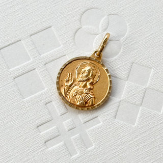 Two-Side Jesus and Madonna and child | 18ct Gold | 1.5cm | 18 inch fine cable link chain 9ct