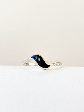 Black Resin Swirl Ring | Sterling Silver | 1.14g | Size L