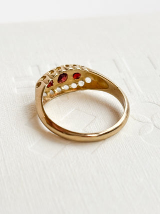 Trilogy Garnet Ring | 9ct Gold | 2.40g | size N