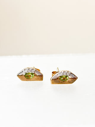 Peridot & Diamond Eye Earrings | 9ct Gold | 1.94g