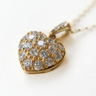 CZ Heart Charm  | 9ct Gold | 1.47g | 18" fine cable link chain