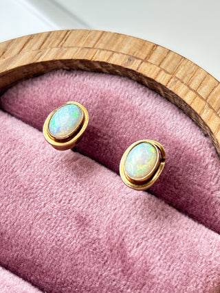 Precious Opal Stud Earrings | 10ct Gold | 1.82g