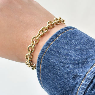 Large Cable Link Bracelet | 9ct Gold | 7½" | 25.24g | Perfect for Charms