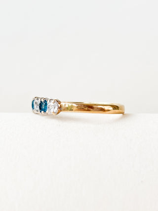 CZ & London Blue Topaz Ring | 9ct Gold | Size M | 1.28g