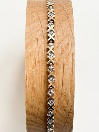 X's and O's Natural Diamond Bracelet | 9ct Gold | 7.6-Inch | 5.71g
