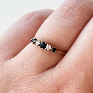 Diamond & Sapphire Ring | 9ct Gold | Size N | 1.41g