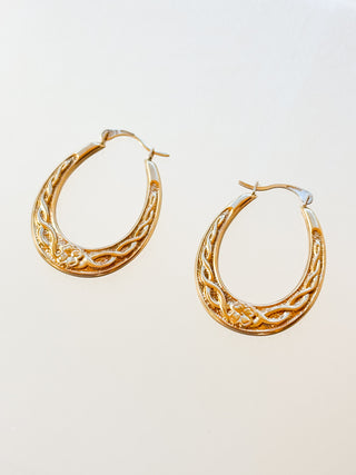 Celtic and Clover Hoop Earrings | 9ct Gold | 0.94g | 36mm