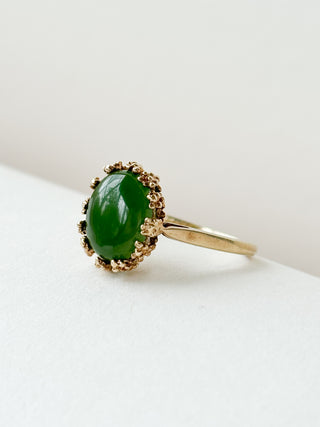 Nephrite Jade Solitaire Ring | 10ct Gold | Size M | 2.76g