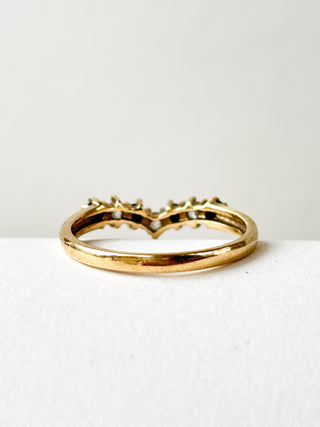 CZ & Synthetic Sapphire Chevron Ring | 9ct Gold | Size N | 1.46g