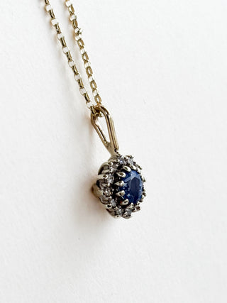 Sapphire Ceylon Pendant | 9ct Gold | 1.24g | 18in Fine Cable Link Chain