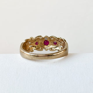 Three Starburst Rubies Band | 9ct Gold | Size Q | 3.09g