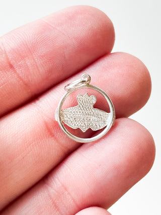 T bar Circle Claddagh Pendant | Sterling Silver | 0.89g