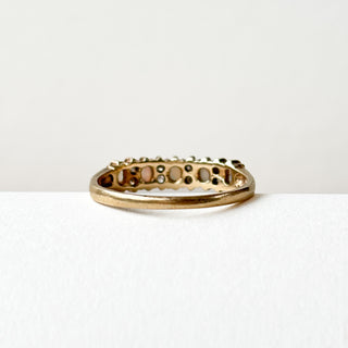Eternity Ring | 9ct Gold | Natural Opal + Diamond | Size O | 1.56g
