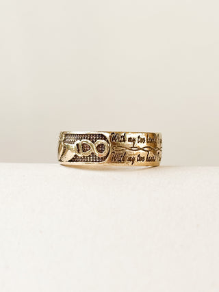 Heavy Inscribed Claddagh Band | 9ct Gold | 4.00g | Size J
