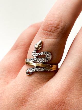 CZ Snake Ring | 9ct Gold | Size N | 2.88g + plus resize O