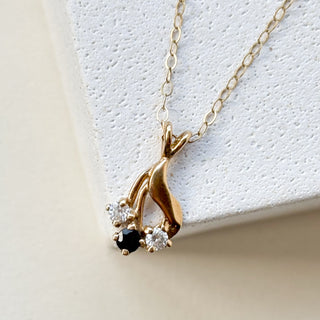 Synthetic Sapphire and Cz Pendant | 9ct Gold | 1.5cm | 0.84g with 16" chain