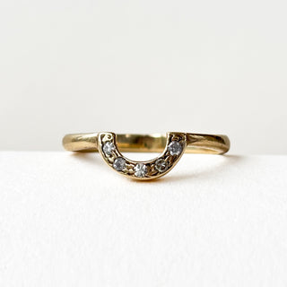 Diamond Cresent Ring | 9ct Gold | Real Diamond | Size K½