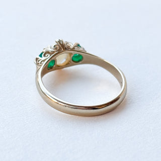 Natural Opal & Synthetic Emerald Trilogy | 9ct Gold | Size P½ | 2.92g