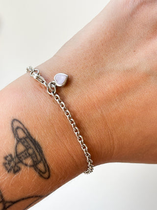 Heart Cable Link Bracelet with Heart | 925 Silver | 7-Inch | 4.82g