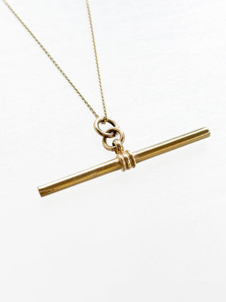 Solid T-Bar Pendant | 9ct Gold | 18-Inch Fine Cable Link Chain | 1.92g
