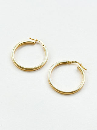 Square Edge Circle Hoop Earrings | 9ct Gold | Made in Italy | 26mm | 1.41g