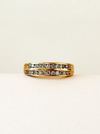 Double Channel Set Diamond Band | 9ct Gold | Size L | 2.88g