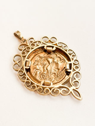 Decorative Coin Pendant | 9ct Gold | 18-Inch Fine Cable Link Chain | 2.55g