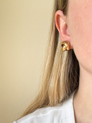 Large Woven Knot Earrings | 9ct Gold | 7.00g | 15mm