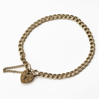 Heart Padlock Bracelet | 9ct Gold | 7.4" | 5.10g