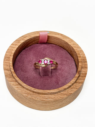 Diamond & Syn Ruby Bypass Trilogy Ring | 9ct | Q | 2.98g