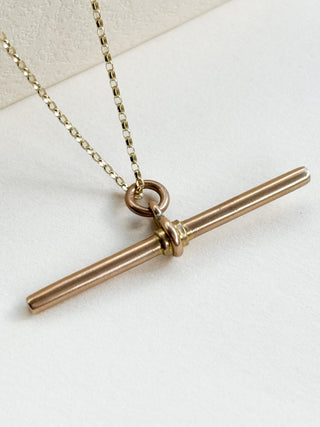 Solid Minimal T-Bar Pendant | 9ct Gold | 1.20g | 18-Inch Fine Cable Link Chain |