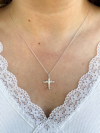 Silver Plane Pendant | 925 Silver | 24mm × 16mm | 1.35g