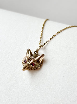 Fox with Ruby Eyes pendant | 9ct Gold & Synthetic Ruby | 2.07g