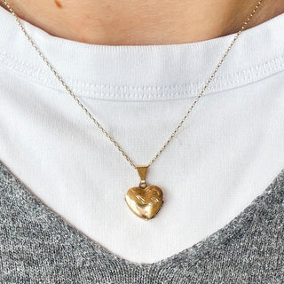 Heart Locket | 9ct Gold | 1.08g | 18" Fine Cable Link Chain